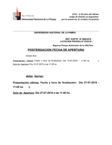 POSTERGACION FECHA DE APERTURA debe leerse:
