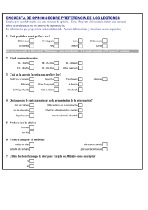encuesta de opinion sobre preferencia de los lectores