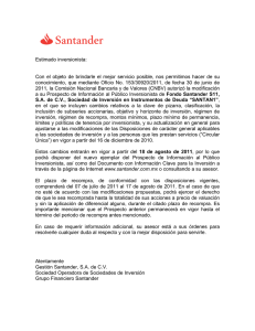 Estimado inversionista: Con el objeto de brindarle el