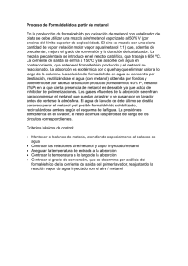 Proceso de Formaldehído a partir de metanol En la producción de