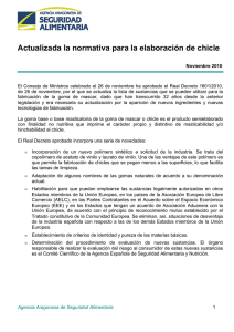 Actualizada la normativa para la elaboración de chicle
