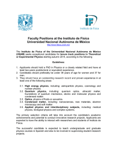 Faculty Positions at the Instituto de Física Universidad