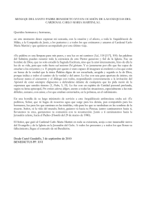 mensaje del santo padre benedicto xvi en ocasión