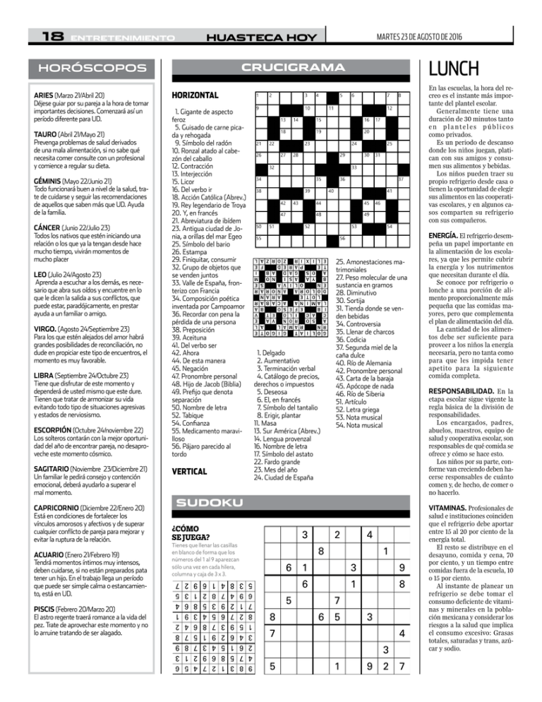 Hor scopos Sudoku Crucigrama