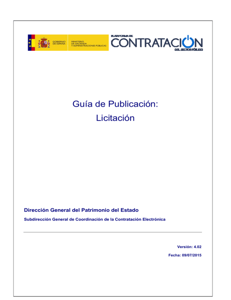 Plataforma De Contratación Del Sector Público. Guía De Publicación