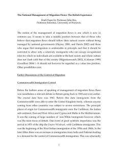 1 The National Management of Migration Flows: The British