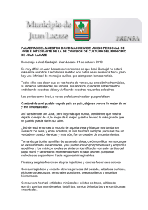 palabras del maestro david mackiewicz, amigo personal de josé e