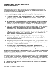 MANIFIESTO DE LOS SACERDOTES AUSTRÍACOS Llamada a la