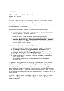 LEY N° 2829 El Poder Legislativo de la Provincia de Santa