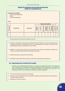 Matriz de consistencia de la prueba de desarrollo (Tabla de