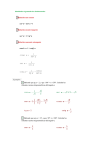 1 Relación seno coseno cos² α + sen² α = 1 2