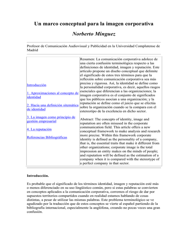 Un Marco Conceptual Para La Imagen Corporativa Norberto M nguez