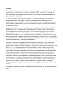 La familia 11. Habiendo establecido el Creador del mundo la