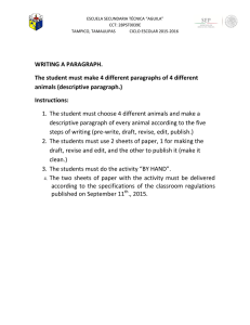 WRITING A PARAGRAPH. The student must make 4 different