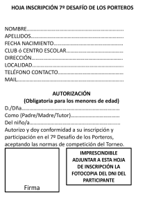 HOJA INSCRIPCIÓN 7º DESAFÍO DE LOS PORTEROS NOMBRE