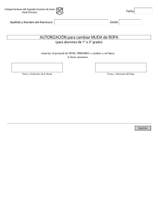 Autorización Muda de Ropa - Colegio Esclavas