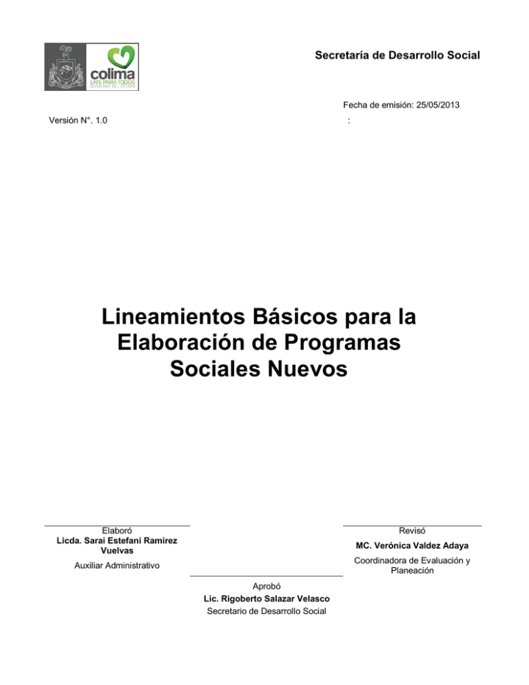 Lineamientos Básicos Para La Elaboración De Programas Sociales