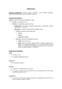 MORFOLOGÍA Categorías gramaticales: sustantivo, adjetivo