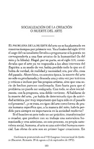 SOCIALIZACIÓN DE LA CREACIÓN O MUERTE DEL ARTE