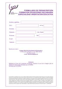 FORMULARIO DE PREINSCRIPCIÓN FORMACION OPOSICIONES