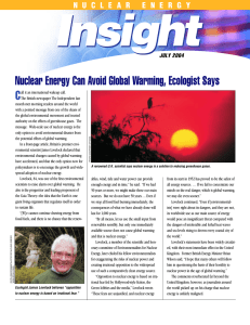 Nuclear energy can avoid global warming, ecologist says (press