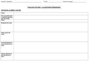 FICHA DE LECTURA: “LA ZAPATERA PRODIGIOSA” DATOS DE LA