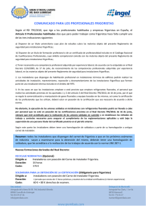 COMUNICADO PARA LOS PROFESIONALES FRIGORISTAS