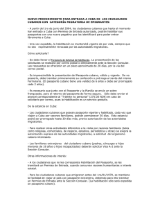 NUEVO PROCEDIMIENTO PARA ENTRADA A CUBA DE LOS