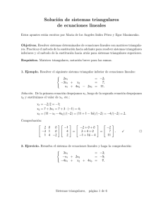 Solución de sistemas triangulares de ecuaciones lineales