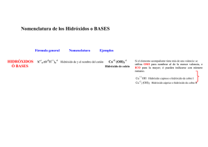 Nomenclatura de los Hidróxidos o BASES