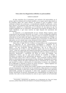 Lombardi, G. Nota sobre los diagnósticos difíciles en psicoanálisis.