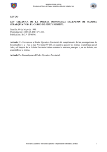 LEY 293 LEY ORGANICA DE LA POLICIA PROVINCIAL