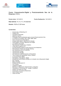 Comunicación Digital y Posicionamiento Seo de la Empresa ( 12 h )