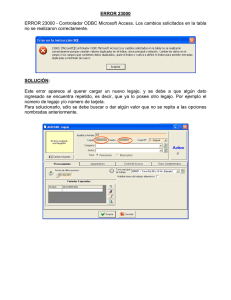 ERROR 23000 ERROR 23000 - Controlador ODBC - Larcon-Sia