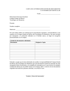 Carta Autorización Envío Documentos Tecnológico de Monterrey