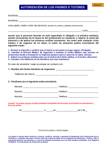 autorización de los padres o tutores