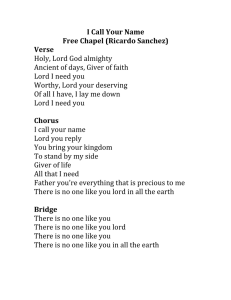 I Call Your Name Free Chapel (Ricardo Sanchez) Verse Holy, Lord