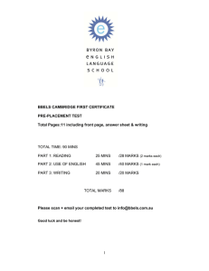 FCE Pre-test - Byron Bay English Language School