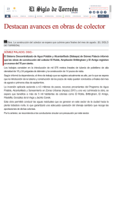 Destacan avances en obras de colector