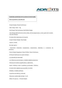 Contenidos gramaticales de la prueba de nivel de inglés. (Nivel