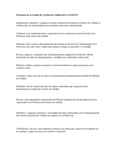 Funciones de la Unidad de Gestión de Calidad del