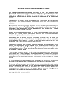 Mensaje de Clausura Grupo Principal de Niñez y Juventud Los