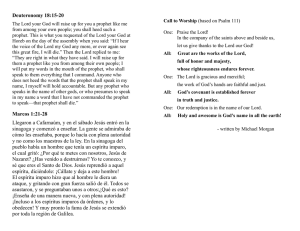 Deuteronomy 18:15-20 Marcos 1:21-28 Llegaron a