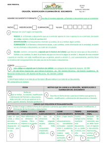 CREACIÓN, MODIFICACION O ELIMINACIÓN DE DOCUMENTOS