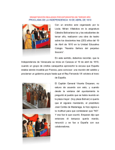 Proclama de la Independencia de Venezuela: Dramatización Estudiantil