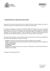 Composición de mesa de contratación.