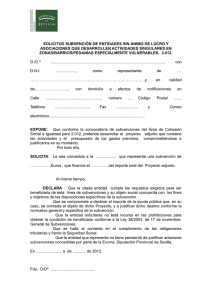 SOLICITUD SUBVENCIÓN DE ENTIDADES SIN ÁNIMO DE LUCRO