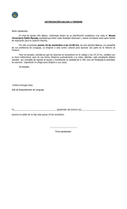 AUTORIZACIÓN SALIDA A TERRENO Señor Apoderado. El nivel