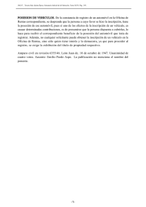 POSESION DE VEHICULOS. De la constancia de registro de un