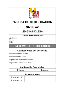 PRUEBA DE CERTIFICACIÓN NIVEL A2